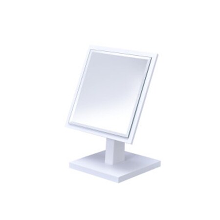 Ore Furniture 9.25 in. Square White Bevelled Mirror on a Pedestal SUN-3